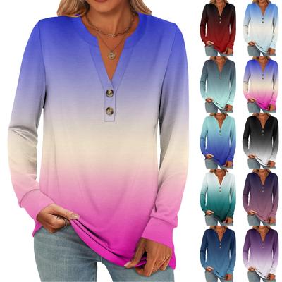 Women's Fashion Casual Printed Long Sleeve T-Shirt Pullover Top