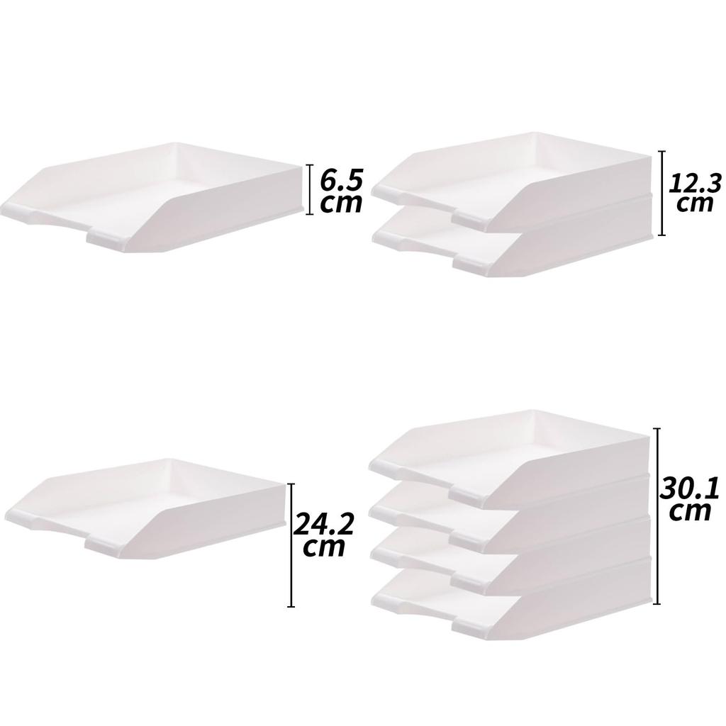 A4 White Stackable Document Tray (4 Layers)