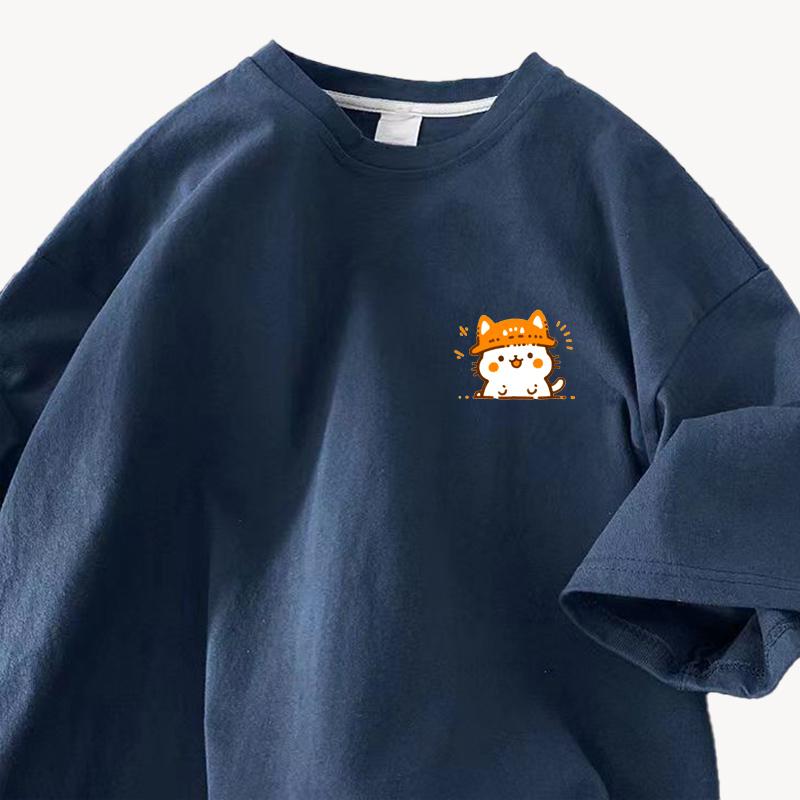 Baumwolle Design Sinn Druck Kurzarm T-Shirt Damen Sommer 2025 Neue Lockere Halbarm Tops