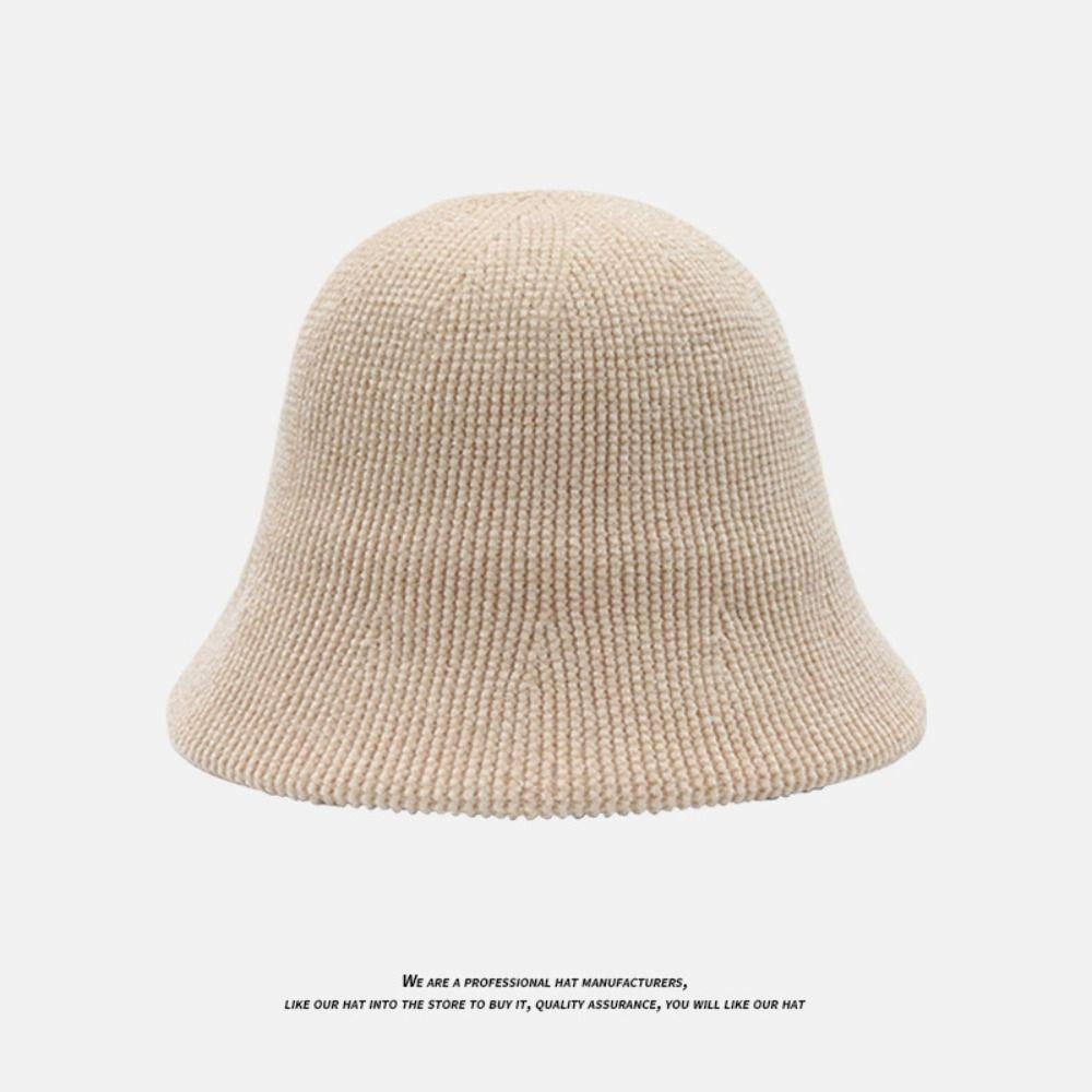 

Thickened Bucket Cap Vertical Bar Lady Cap Cute Fisherman Hat Women