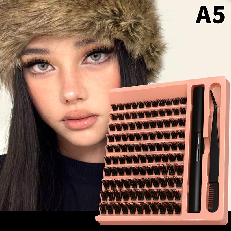 120Pcs Diy Lashes Extension Kit Fluffy Lash Clusters Set Individual Eyelashes With Bond Seal And Lash Tweezer Makeup At Home