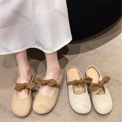 Women's Half Slippers 2026 Spring Summer New Outdoor Fashion Bow-knot Soft Sole Flats Lightweight Comfortable Non Slip Sandals