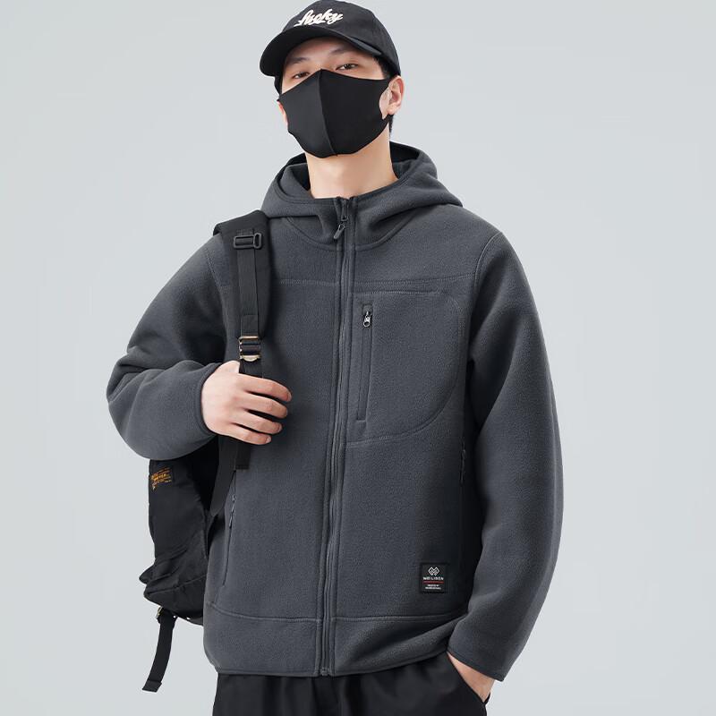 

Dudousibao Men s Thickened Fleece Lined Hooded Jacket 4XL