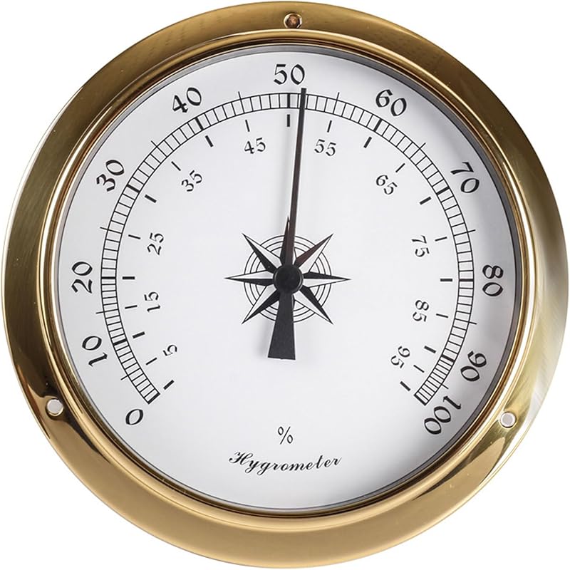 Hanging Weather Station, High Precision Thermometer Hygrometer Barometer Kit, Tide Clock Wall Clock Brass Case 4.5In Boat Accessory, for Boat Yacht,