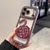 17PRO/17AIR Diamond-encrusted Electroplating Shell + Swan Quicksand Bracket for 17PROMAX Mobile Phone Case Luxury Cartoon