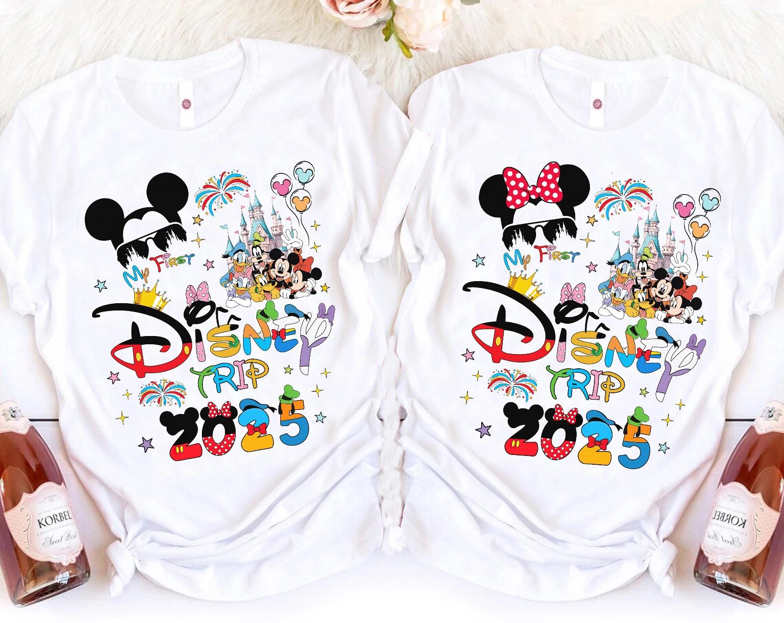 Personalized My First Disney Trip 2025 Mickey Minnie Unisex Adult Kid Tee XL