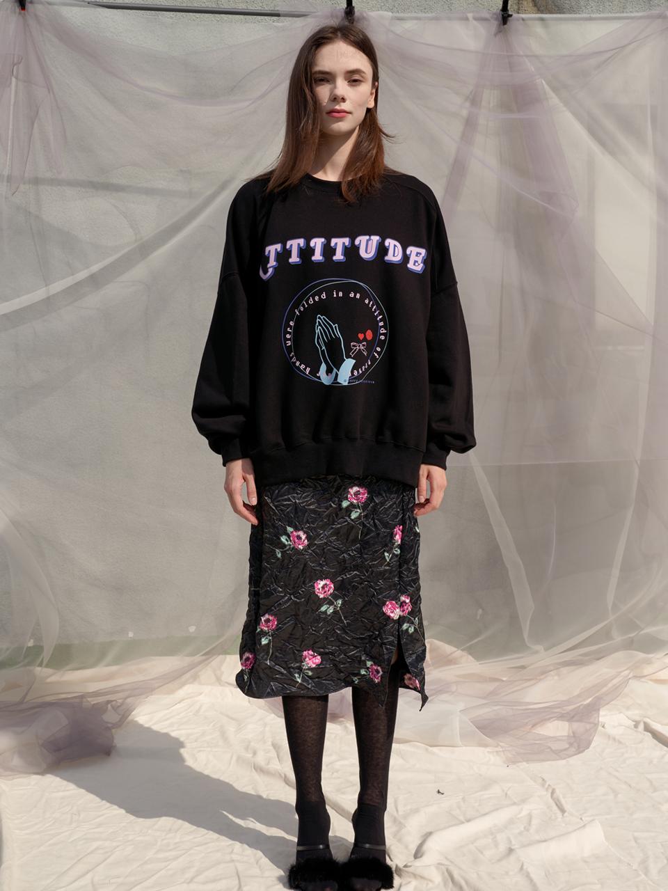 Sorry, Too Much Love Attitude Loosefit Sweatshirt_Black Black/Free