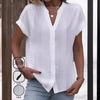 Women's Summer Casual V-Neck Solid Color Blouse