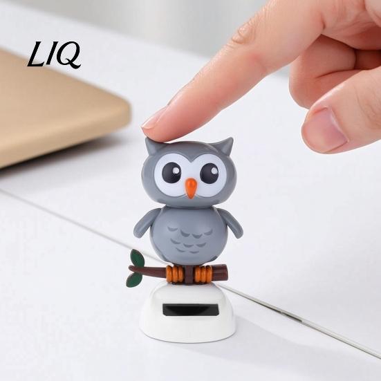 Non-slip Car Decor Funny Solar Dancing Duck Toys, Creative Fun Swinging Bright Color Toy Owl Decorations Desktop Ornaments Interior Shaking Head