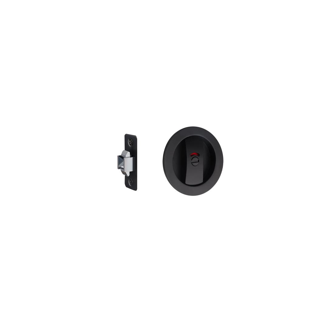Pocket Door Hardware with Red Green Indicator Round Pocket Door Privacy Lock for Bathroom Bedroom Zinc Alloy