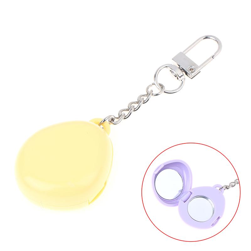 Mini Mirror Keychain Storage Box With Aluminum Disk Diy Eye Shadow Powder Blusher Plastic Empty Box Portable Pendant Gift Travel