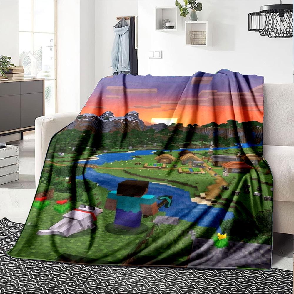 Minecraft Blanket Soft & Cozy Great for Office Chair Picnics Couch All-Season Use Digital Print Ideal Gift for Friends Family Couples Picnic