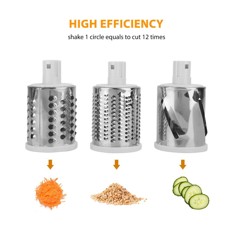 3 Drum Blades Cheese Grater Rotary Handheld Fruit Vegetable Slicer(Red) 