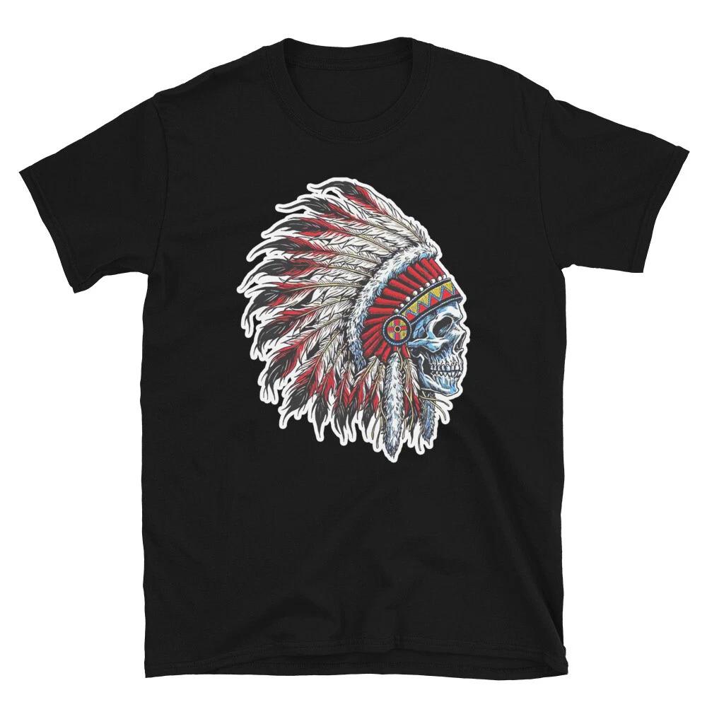 NATIVE AMERICAN TRIBAL SKULL AWESOME GRAPHIC Short-Sleeve Unisex T-Shirt 2XL