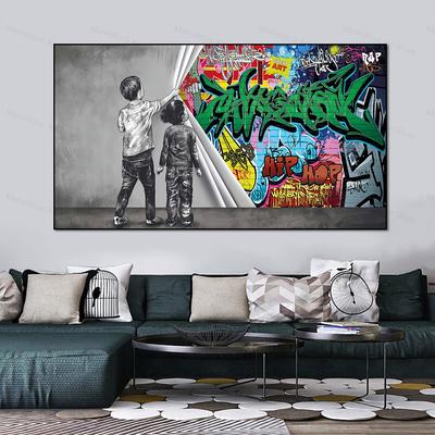 Banksy Graffiti Pop Art Jungen und Mädchen Poster und Drucke Leinwand Malerei Wand Kunst Bilder für Wohnzimmer Wohnkultur
