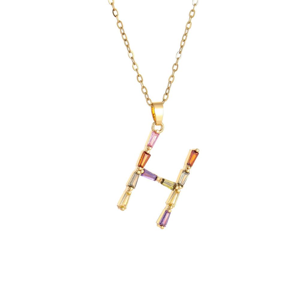 Ladies' Diamond & Colored Gemstone Metal Necklace, Heavy Craftsmanship Premium Design Initial Necklace, Gift for Women, Holiday Present, Party Jewelry