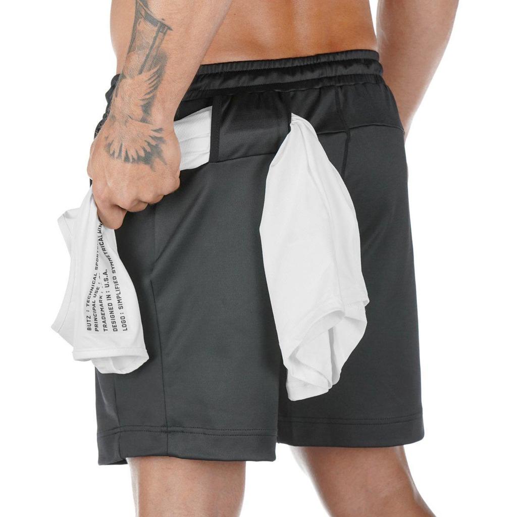 Pantaloni scurți de alergare și fitness respirabili, cu croială slim fit, la modă, de la Muscle Brothers