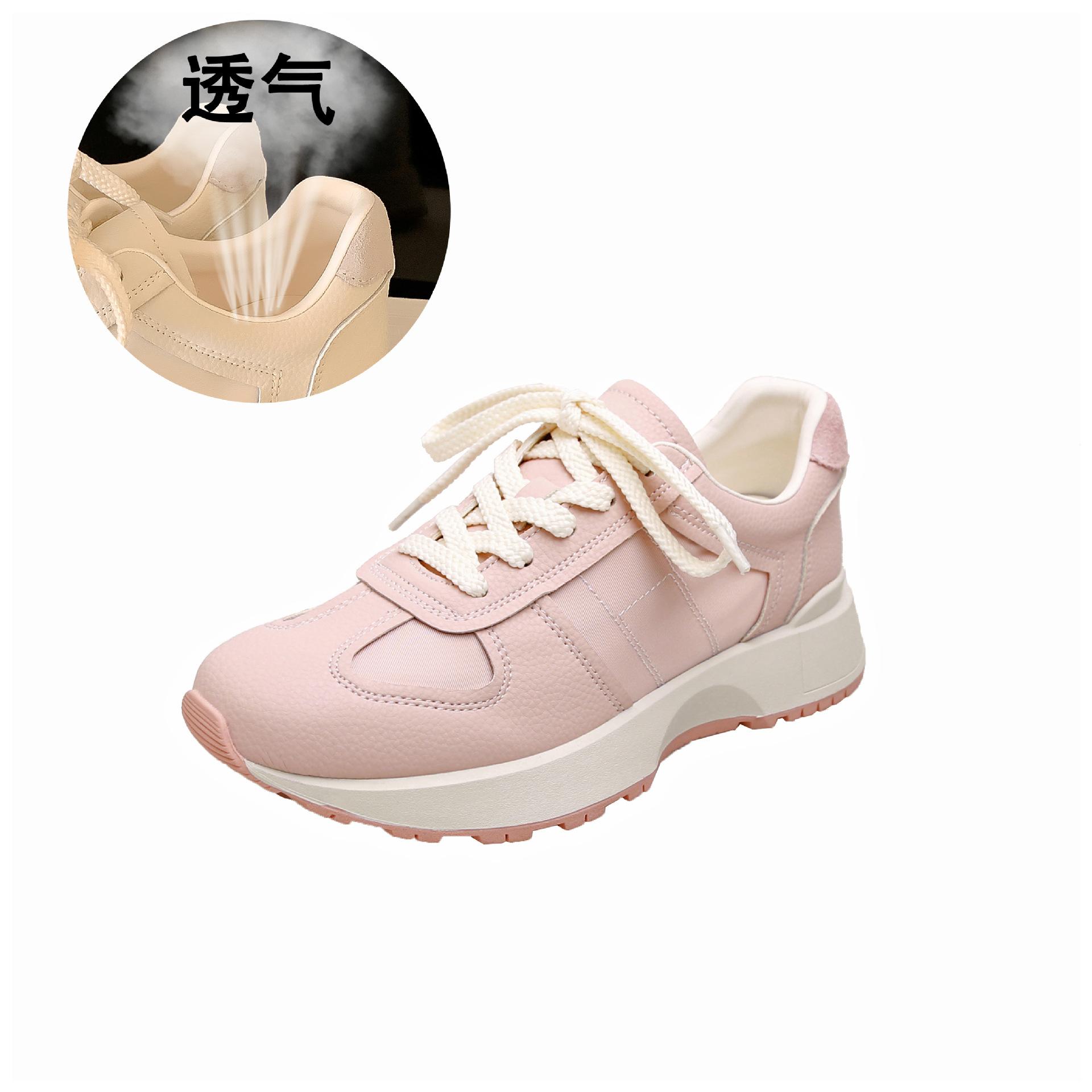 

Весна и лето новые ретро дышащие круглые сращивания женские спортивные и повседневные толстые нижние шнуровки 40 розовый