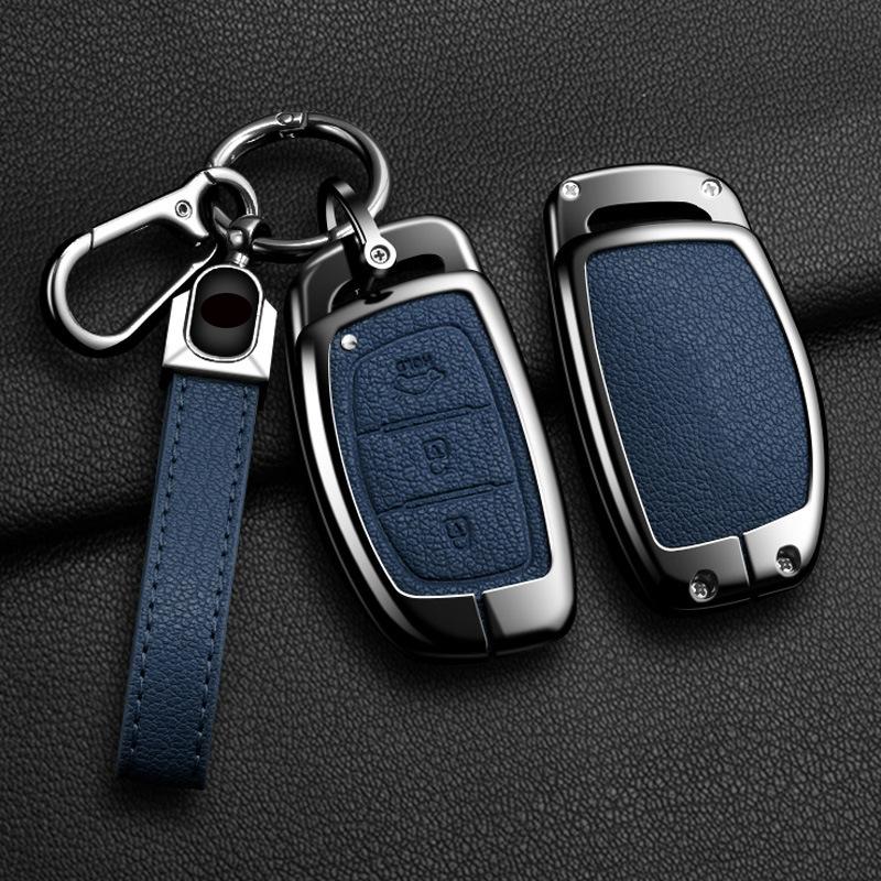 Zinc Alloy Leather Car Key Holder For Hyundai Tucson Elantra Creta Sonata Ix35 Ix45 I40 I30 I20 I10 Ioniq Accent Creata Key Fob