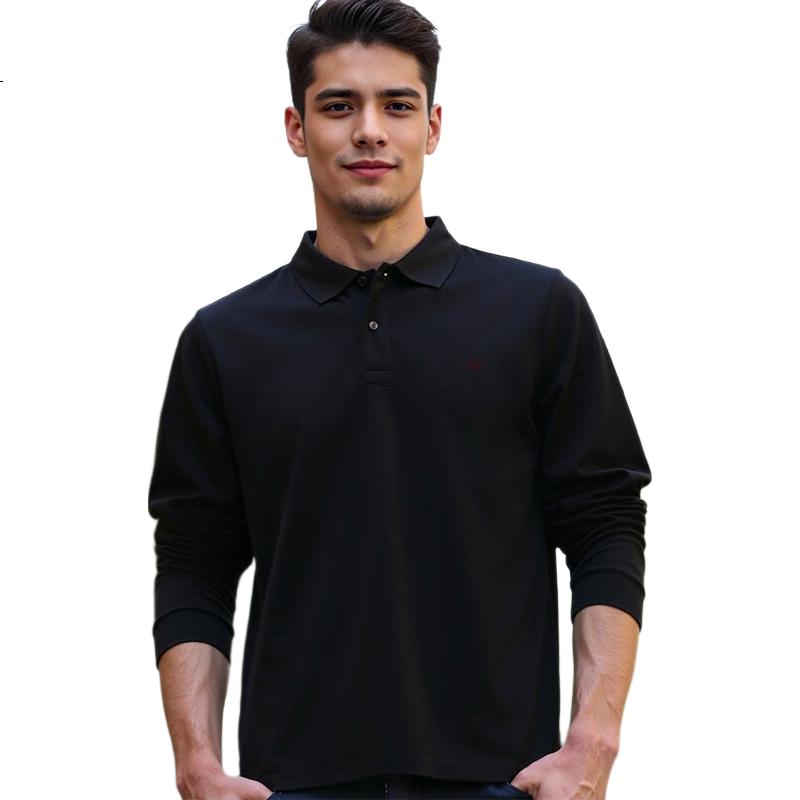 ROMON Men's Autumn Long Sleeve T-Shirt Fashion Polo Collar Sweatshirt Mulberry Silk Thermal Shirt Casual Base Layer Top