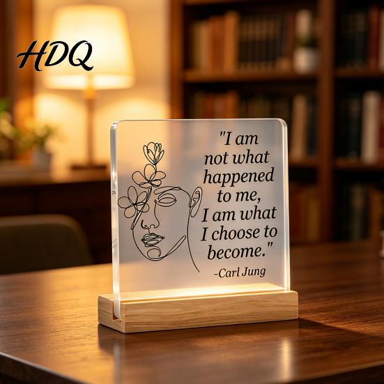 Warm Gift for Friends Motivational Mental Health Desktop Decoration Acrylic Sign with Wooden Stand Spiritual Support Office Desk Decor Inspirational