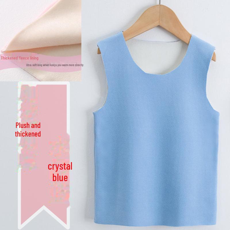 

Детский плюшевый толстый теплый жилет для зимы - бесшовное круглое горло, длинное плюшевое нижнее белье для мальчиков и девочек 100 cm