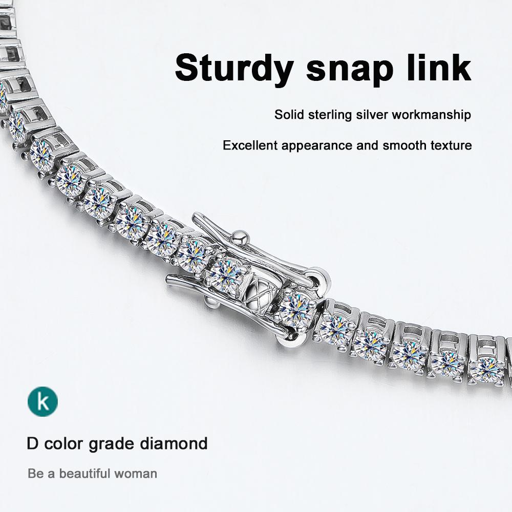 KNOBSPIN 2mm D Color Moissanite Tennis Bracelets for Woman Man Sparkling Diamonds with GRA s925 Sliver Hip Hop Bracelet