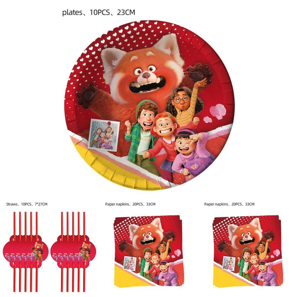 Rote Panda Geburtstagsparty Set Mit Niedlichen Cartoon Dekorationen Und Überraschungen