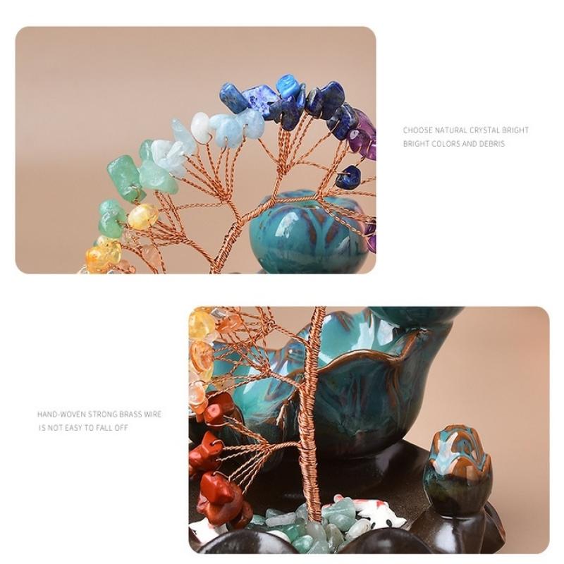 7 Chakra Tree Healing  Stone Money Tree Incense Burner Home Decor Housewarming Gift Feng Shui Decor For Wealth Good Luck