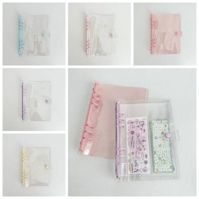 Capa Transparente para Caderno de Folhas Soltas Porta-Cartões Fotográficos de 6 Furos Portátil A5 Binder Diário