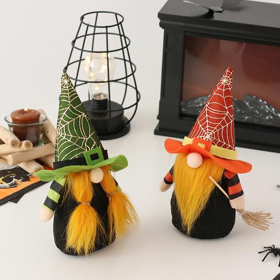Stuffed Halloween Gnomes Faceless Doll Ornaments, Gnome Decorations, Cute Cloth Soft Felt Plush for Home Decor Party Atmosphere Table Display Pair of