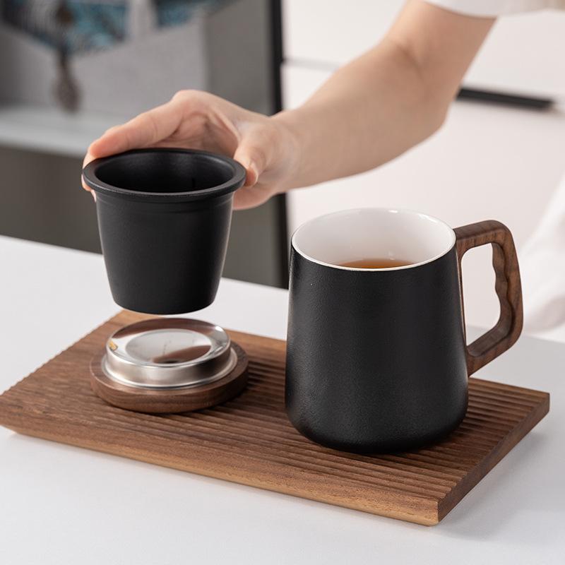 High-grade mug ceramic tea separation tea cup drinking cup with lid filter office cup gift box gift