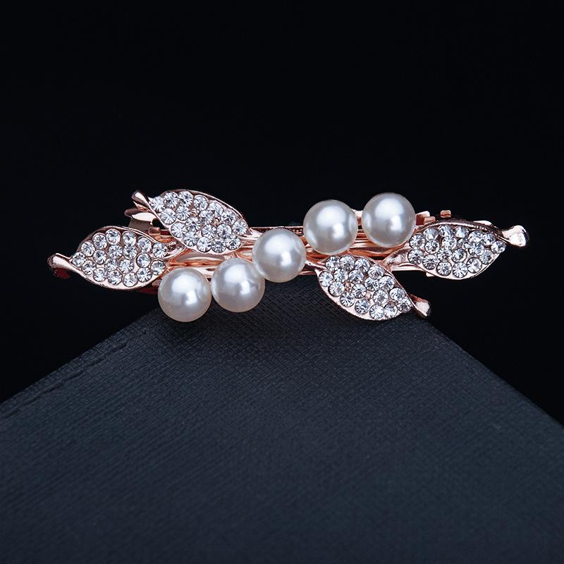 Hair Accessories Rhinestone Bow Hair Clip, Adult Pearl Horizontal Clip, Ponytail Clip, Top Clip, Spring Clip, Small Pearl Hair Clip