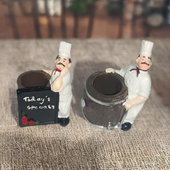 Fat Chef Resin Figurine Toothpick Holder Resin Chef Statue Sculpture Home Cafe Restaurant Kitchen