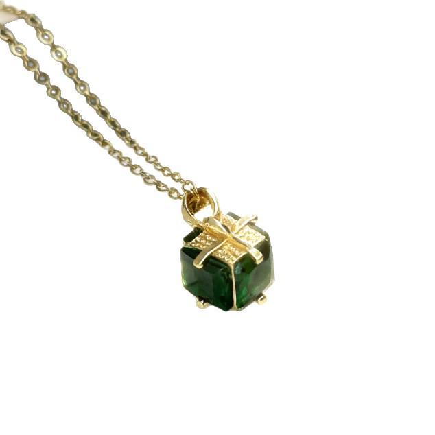 Lucky Titanium Steel 18k Gold Plated Green Zircon Pendant Necklace - Retro & Simplistic Women's Style