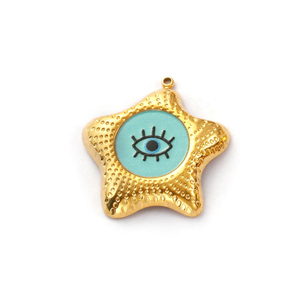 2 PCs 304 Stainless Steel Religious Charms 18K Gold Plated Enamel Evil Eye Pendants For DIY Necklace Jewelry Making Findings
