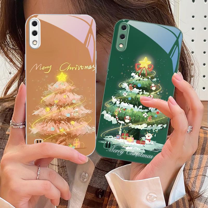 Decorated Christmas Tree For Samsung M02 12 Note 8 9 10 20 A 01 A02 A03 Core 04 05 06 10 12 13 14 15 A16 glass Ultra phone case