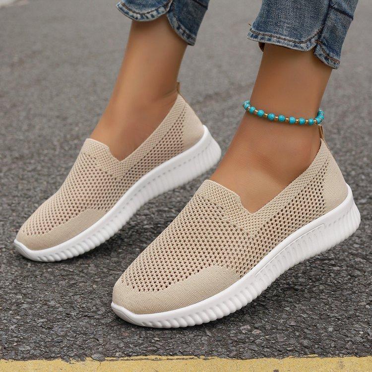 Lässige atmungsaktive Damen-Meshschuhe in Übergröße, Herbstneuheit, bequeme Damen-Flachsohlenschuhe mit weicher Sohle, Flyknit-Schuhe