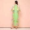 Summer Print Positioning Satin Slit Maxi Dress for Women
