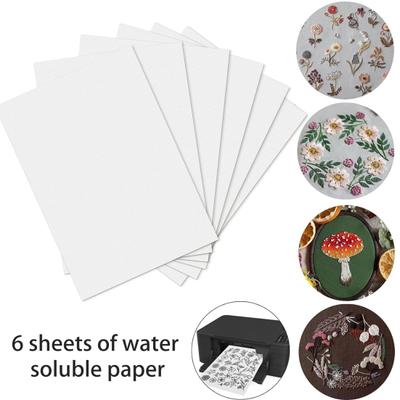 6 Φύλλα Embroidery Stabilizer Waterδιαλυτό χαρτί DIY Embroidery Transfer Χαρτί για εκτύπωση Μοτίβα κεντήματος Χαρτί μεταφοράς