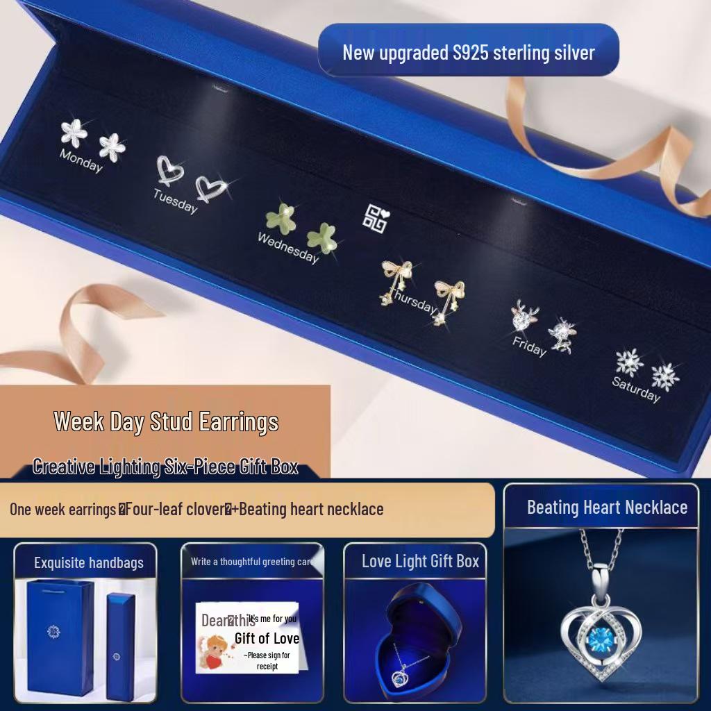 Sterling Silber Damen Ohrclips und Ohrstecker Set - Perfekt für Wochentage, Geburtstage oder Weihnachtsgeschenke.