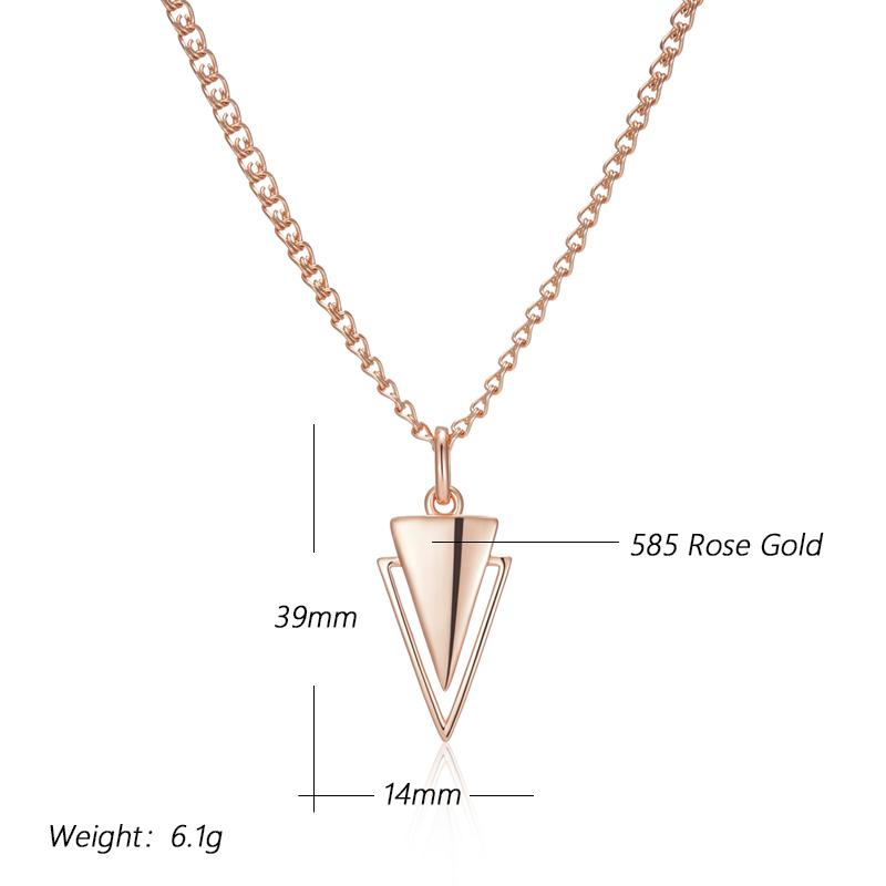 Fashion Glossy Pendant Necklaces For Women  Rose Gold Simple Triangle Pendant High Quality Daily Fine Jewelry
