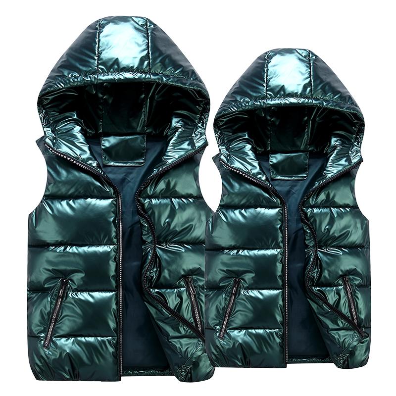 Chaleco Clásico con Capucha Hombre/Mujer/Niño Chaleco de Algodón Brillante con Capucha Chaleco Casual Chaqueta sin Mangas para Hombre Abrigos Cálidos Sombrero