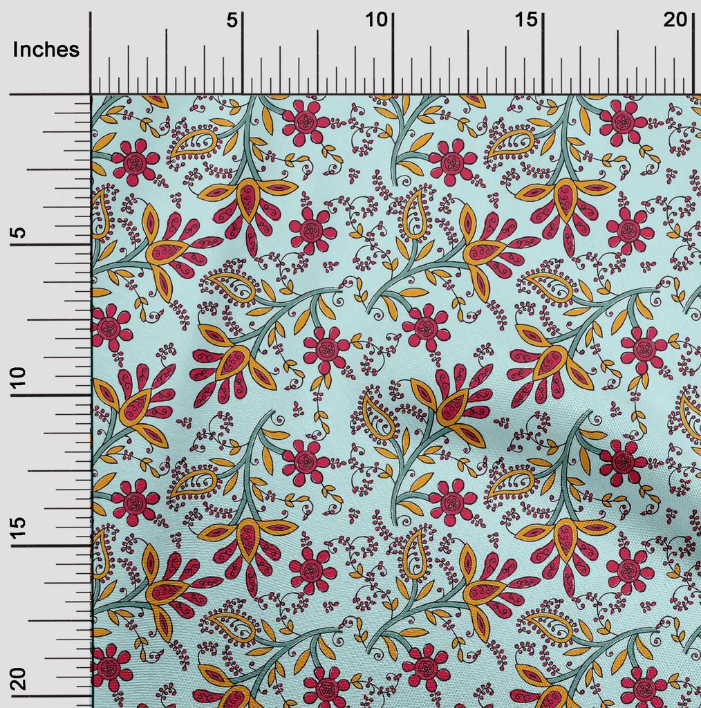 oneOone Bavlna Flex Fabric Listy & Floral Block Print Fabric By Yard 40 Inch