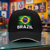 Brazil Flag Brush Stroke Baseball Cap Unisex Polyester Adjustable Outdoor Sports Cap