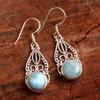 Schwarzer Onyx Larimar Handgefertigter Ohrhänger aus 100 % 925er Sterlingsilber für Damen