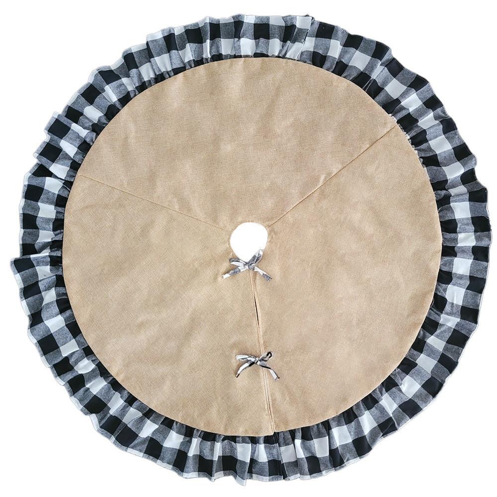 

Украшение Рождественский Лен Клетчатый Бант Юбка-Коврик для Елки Украсить Праздники чёрный