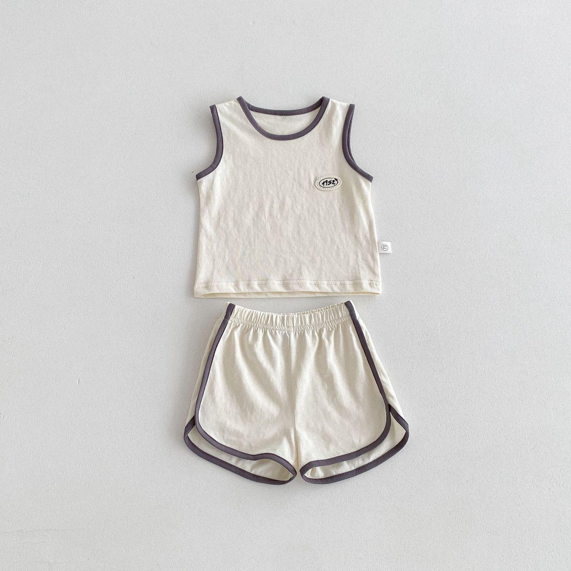 

Korean Style Summer Set for Toddlers 0-2 Years: Cotton Sleeveless Vest and Shorts 73 cm абрикосовый