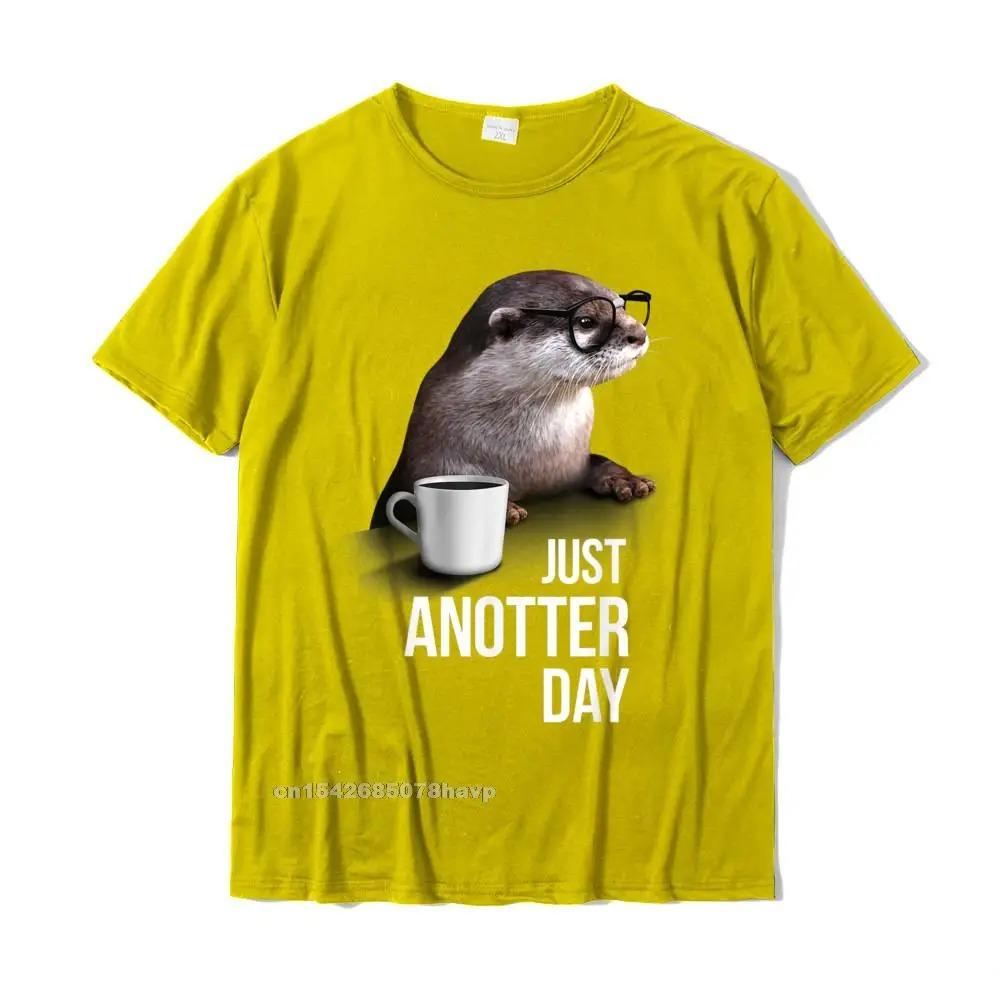 Camiseta Engraçada de Lontra - Apenas Mais Um Dia Para Amante de Lontras Camisetas Masculinas Funky Tops de Algodão Camiseta Casual