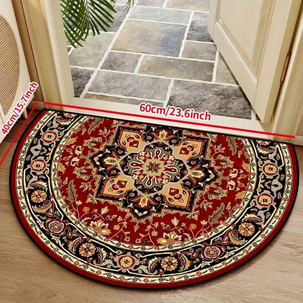 Boho Half Round Doormat Floral Pattern Floor Mat High Quality Welcome Rugs  Indoor Outdoor